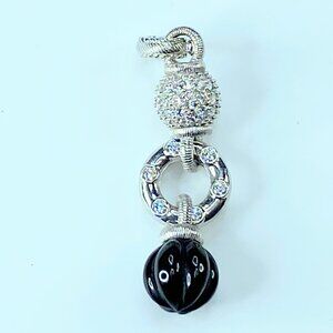 JR8783 Judith Ripka Pumpkin Onyx Drop Enhancer Pendant CZ Sterling Silver 925